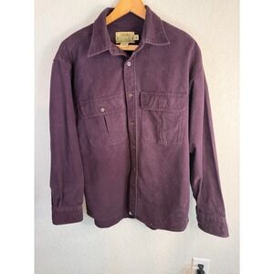 Cabelas Deerskin Soft Chamois Heavy Weight Button Up Shirt Mens Size M Purple
